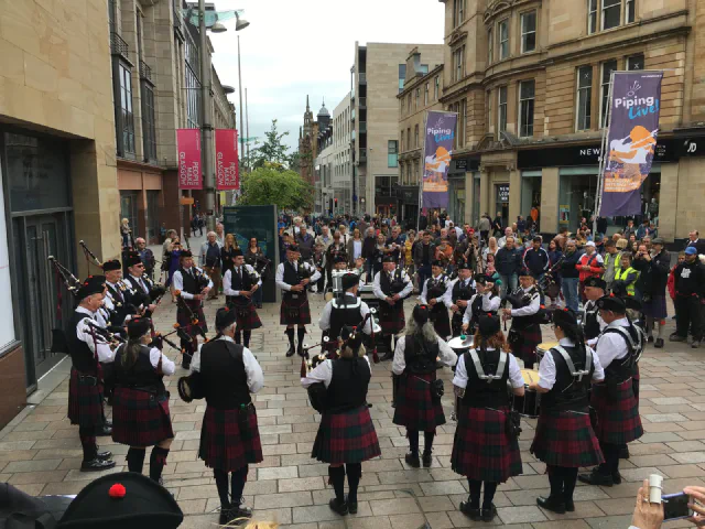 Pipers performing at Piping Live in Glasgow