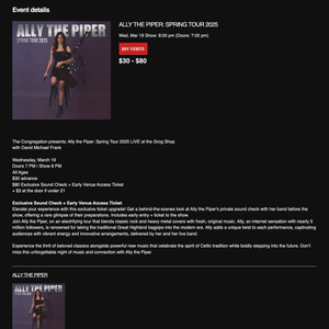 Ally The Piper: Spring Tour 2025