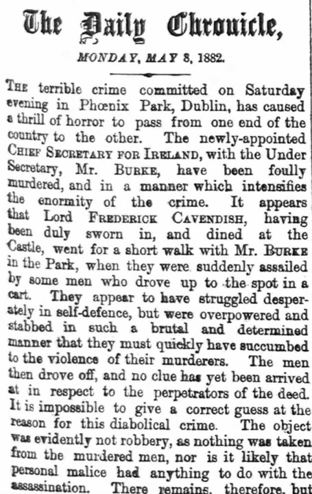 Phoenix Park murders, The assassination Lord Frederick Cavendish, and T.H. Burke