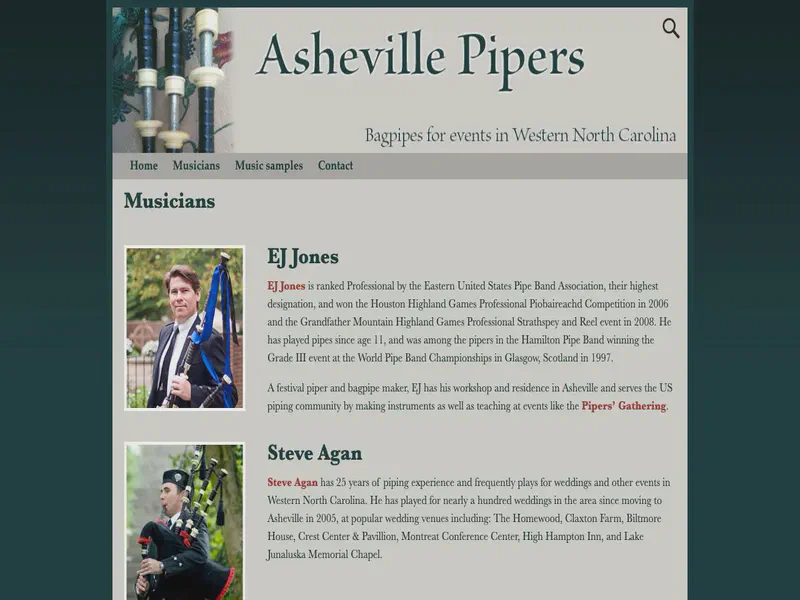 Website preview for ashevillepipers.com