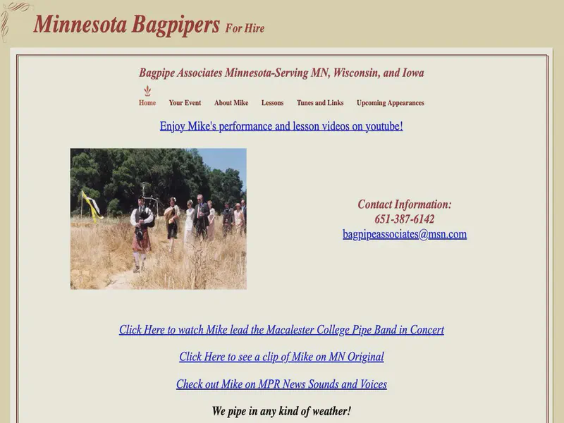 Website preview for bagpipeassociates.com