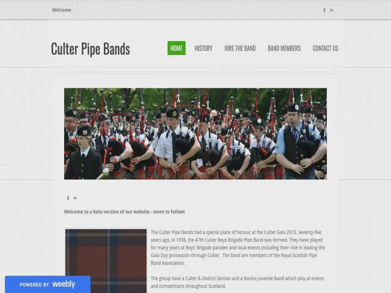 Website preview for culterpipebands.weebly.com