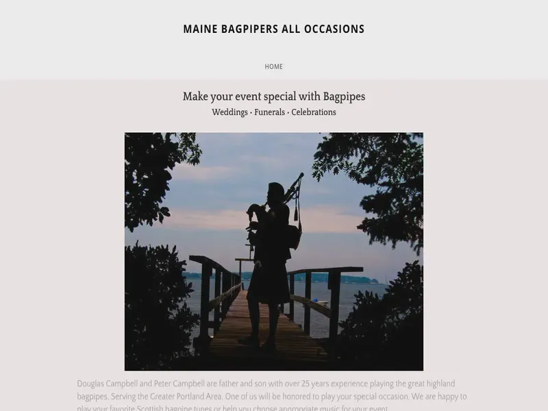 Website preview for mainebagpiper.com