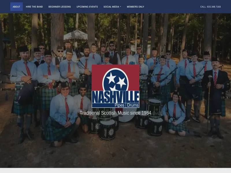 Website preview for nashvillebagpipes.com