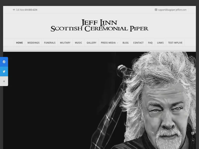 Website preview for www.bagpiper-jefflinn.com