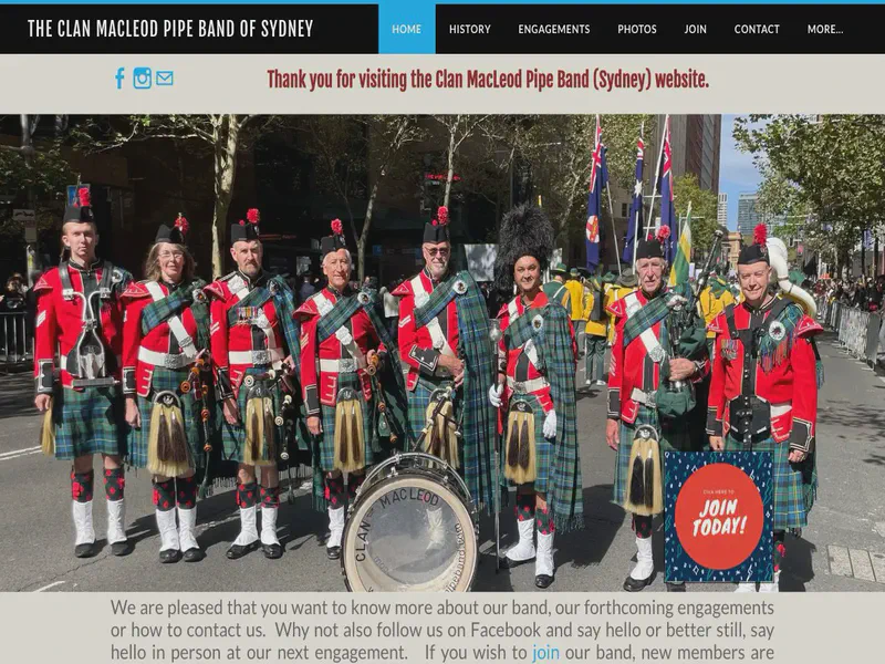 Website preview for www.clanmacleodpipeband.com