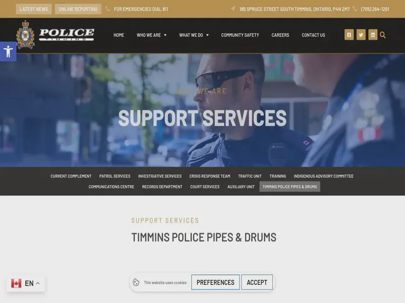 Website preview for www.timminspolice.ca