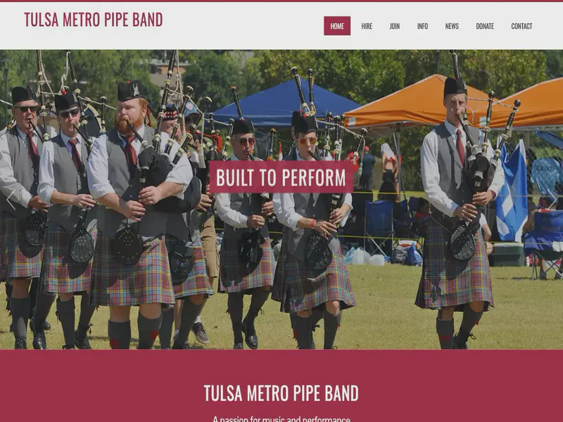 Website preview for www.tulsametropipeband.com